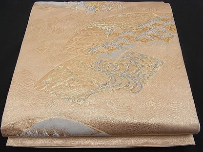 平和屋着物■六通柄袋帯 地紙流水風景文 金銀糸 逸品 n-pk0731
