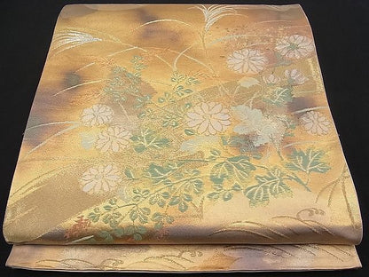 平和屋着物■六通柄袋帯 秋草文 金銀糸 逸品 n-pk0733