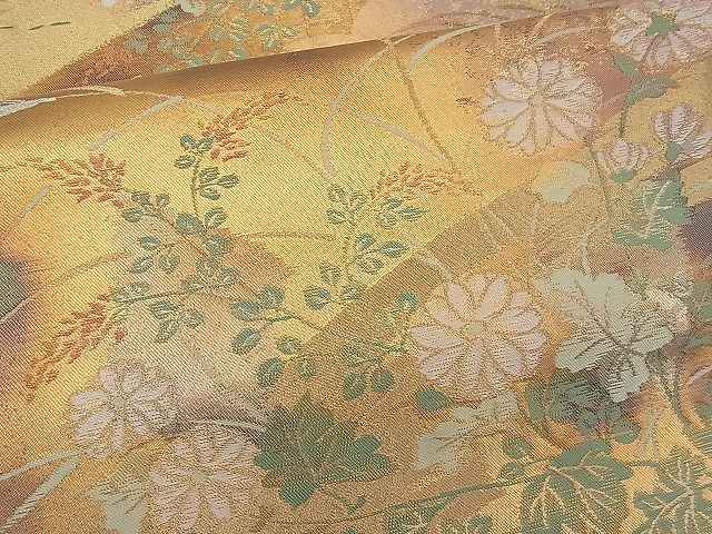平和屋着物■六通柄袋帯 秋草文 金銀糸 逸品 n-pk0733