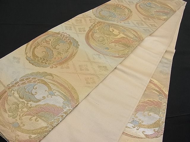平和屋着物■六通柄袋帯 鳳凰丸文 金糸 逸品 n-pk0750