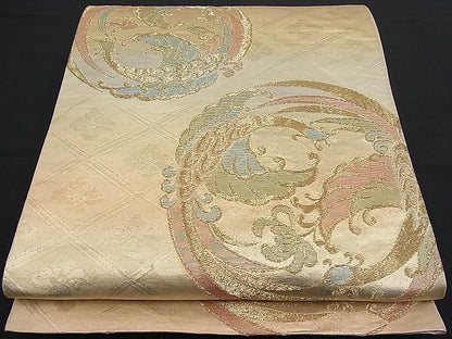 平和屋着物■六通柄袋帯 鳳凰丸文 金糸 逸品 n-pk0750