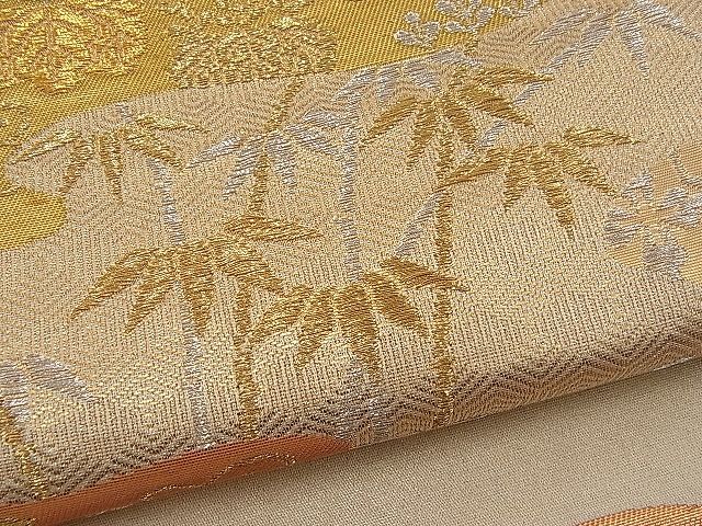平和屋着物■六通柄袋帯 流水吉祥草花文 金銀糸 逸品 n-pk0803
