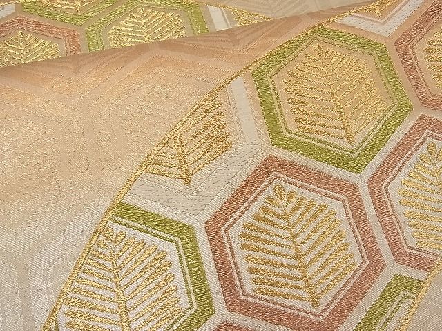 平和屋着物■六通柄袋帯 唐織 地紙若松亀甲文 金銀糸 逸品 n-pk0846