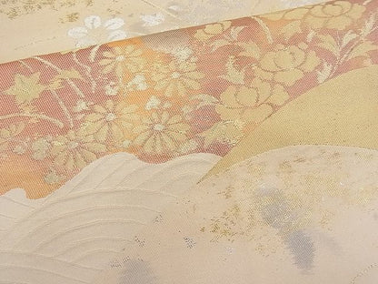 平和屋着物■六通柄袋帯 流水花文 金銀糸 逸品 n-pk0859
