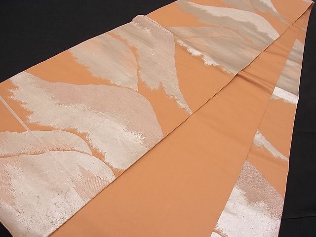 平和屋着物■全通柄 本袋帯 遠山文 銀糸 逸品 n-pk0870