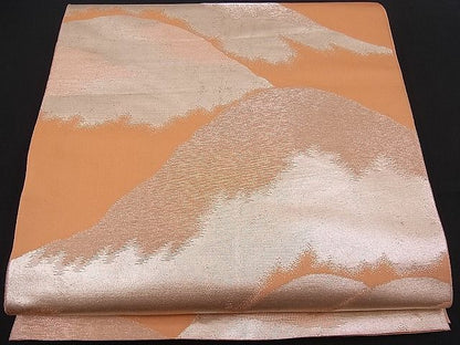 平和屋着物■全通柄 本袋帯 遠山文 銀糸 逸品 n-pk0870