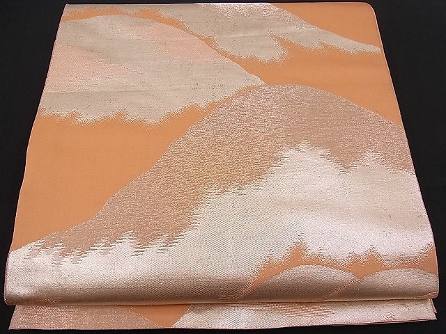 平和屋着物■全通柄 本袋帯 遠山文 銀糸 逸品 n-pk0870