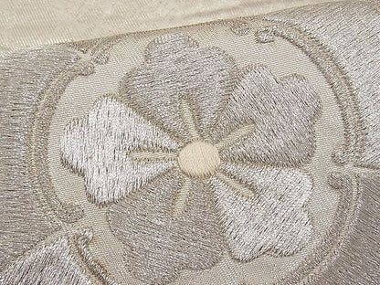 平和屋着物■袋帯 総刺繍 花丸文 銀糸 逸品 n-pk0871