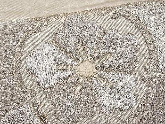 平和屋着物■袋帯 総刺繍 花丸文 銀糸 逸品 n-pk0871