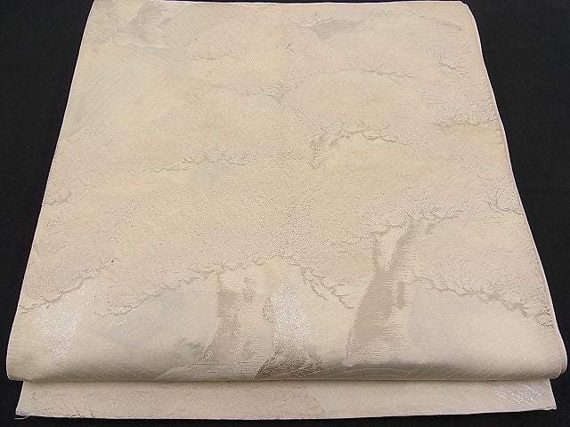 平和屋着物■六通柄袋帯 松 銀糸 逸品 n-pk0878