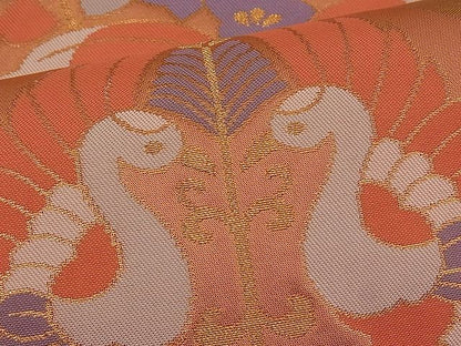 平和屋着物■六通柄袋帯 蜀江向かい鳥花文 金糸 逸品 n-pk0882