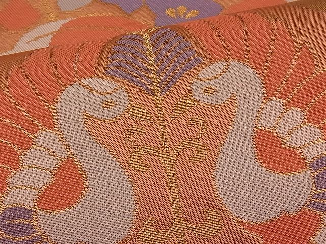 平和屋着物■六通柄袋帯 蜀江向かい鳥花文 金糸 逸品 n-pk0882