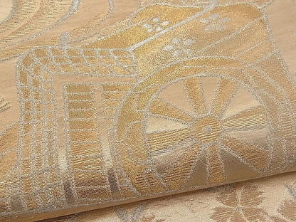 平和屋着物■六通柄袋帯 光琳 流水御所車花文 金銀糸 逸品 n-pk0912