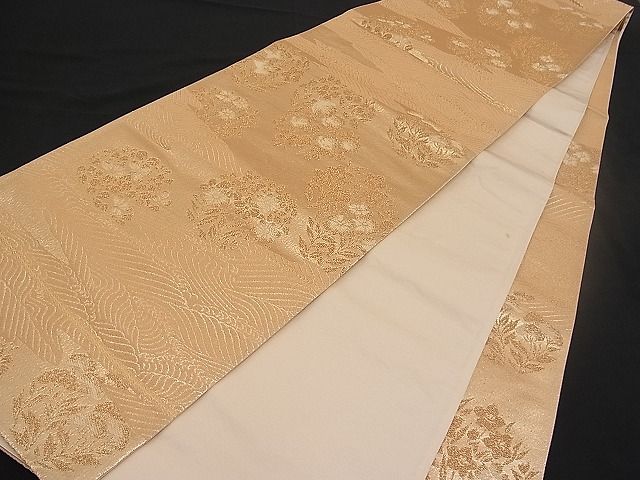 平和屋着物■六通柄袋帯 唐織 流水草花文 金糸 逸品 n-pk0916