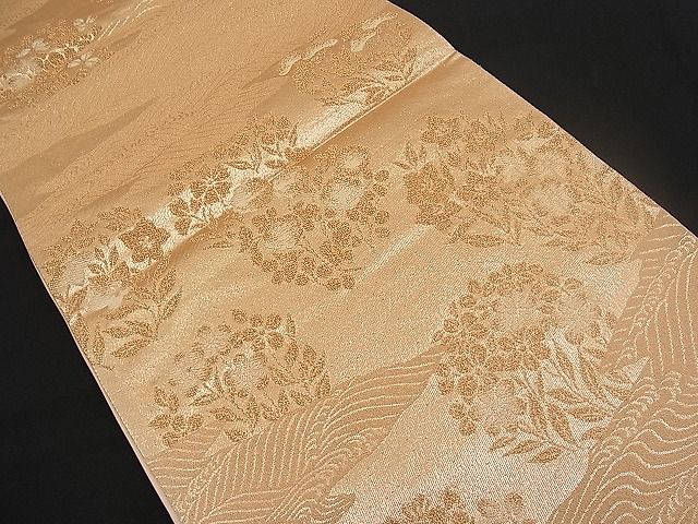 平和屋着物■六通柄袋帯 唐織 流水草花文 金糸 逸品 n-pk0916