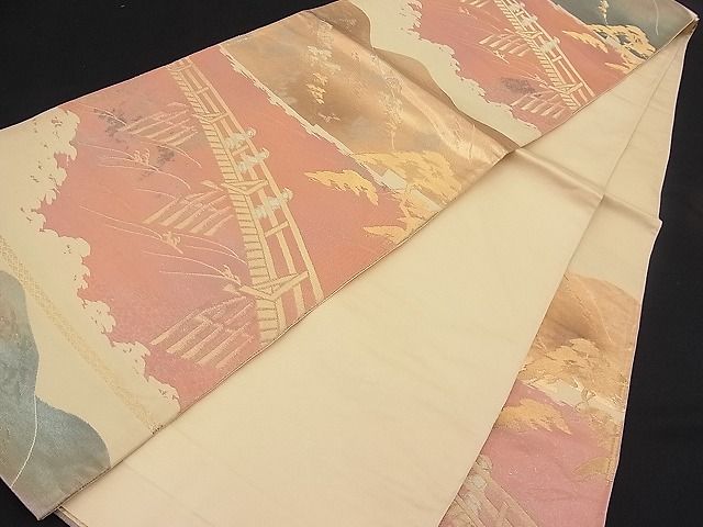 平和屋着物■西陣 六通柄袋帯 ふるさと 金銀糸 逸品 n-pk0953