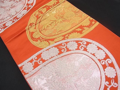 平和屋着物■六通柄袋帯 花丸唐草文 金銀糸 逸品 n-pk0955