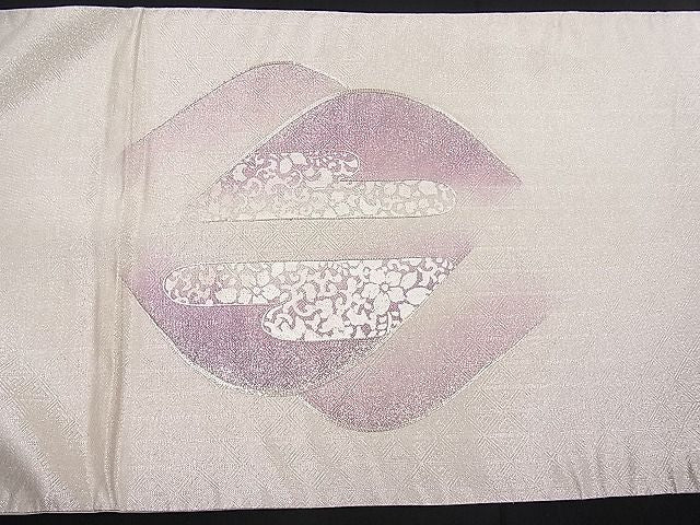 平和屋着物■太鼓柄袋帯 駒刺繍 エ霞遠山文 銀彩 逸品 n-pk0976