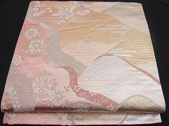 平和屋着物■佐賀錦 六通柄袋帯 唐織 重山吉祥更紗花鳥文 金銀糸 逸品 n-pk1265