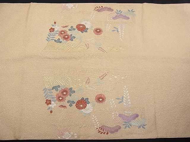 平和屋着物■太鼓柄袋帯 雲取り風景花文 金糸 逸品 n-pk1278