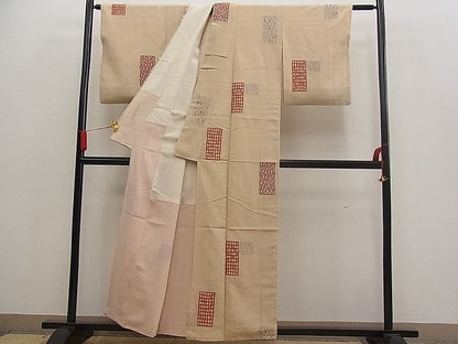 平和屋着物■上質なお召　吉祥文　逸品　n-pk1313
