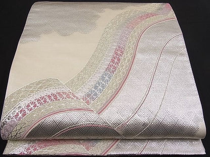 平和屋着物■六通柄袋帯 唐織 吉祥文 銀糸 逸品 n-pk1808
