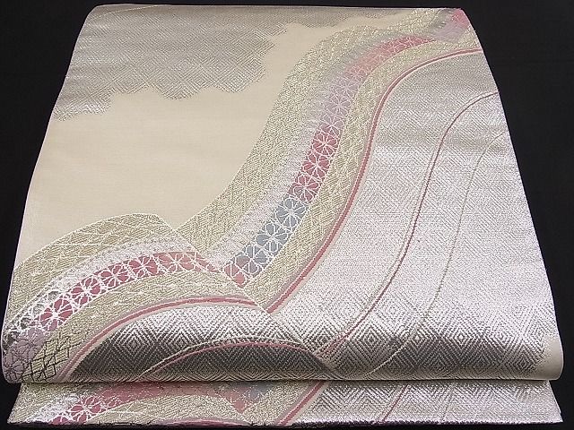平和屋着物■六通柄袋帯 唐織 吉祥文 銀糸 逸品 n-pk1808