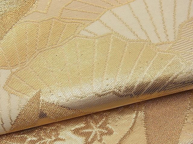 平和屋着物■六通柄袋帯 向かい鶴扇花文 金糸 逸品 n-pk1834