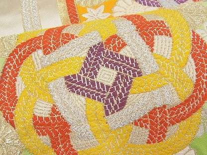 平和屋着物■六通柄袋帯 唐織 亀甲紐花文 金銀糸 逸品 n-pk1839