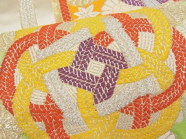 平和屋着物■六通柄袋帯 唐織 亀甲紐花文 金銀糸 逸品 n-pk1839