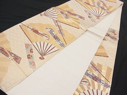 平和屋着物■六通柄袋帯 唐織 扇面吉祥花文 金糸 逸品 n-pk1840