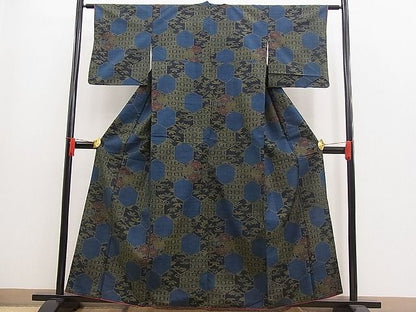 平和屋着物■上質な紬　亀甲花文　逸品　n-pk1865