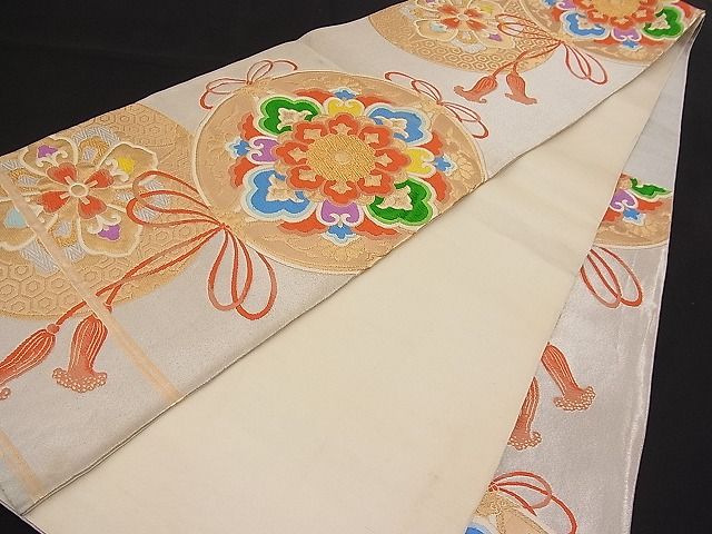 平和屋着物■六通柄袋帯 唐織 鏡裏花菱文 金銀糸 逸品 n-pk1970