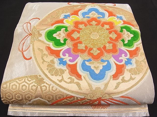 平和屋着物■六通柄袋帯 唐織 鏡裏花菱文 金銀糸 逸品 n-pk1970