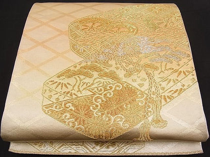 平和屋着物■六通柄袋帯 文箱吉祥文 金銀糸 逸品 n-pk1980
