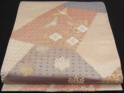平和屋着物■六通柄袋帯 唐織 切嵌吉祥宝尽くし文 金糸 逸品 n-pk1983