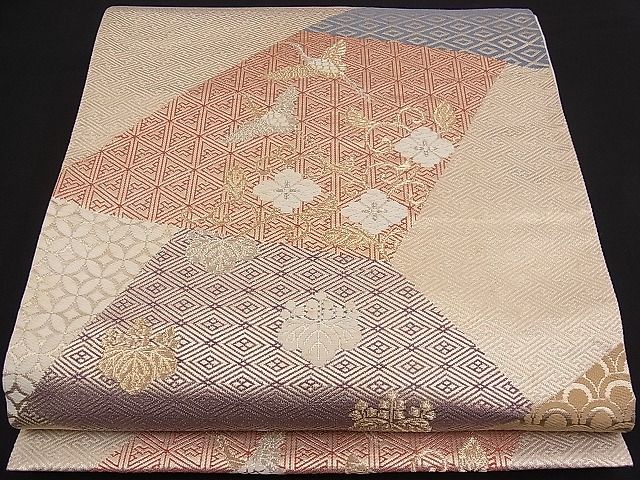 平和屋着物■六通柄袋帯 唐織 切嵌吉祥宝尽くし文 金糸 逸品 n-pk1983