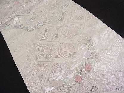 平和屋着物■六通柄袋帯 唐織 地紙宝尽くし花文 銀糸 逸品 n-pk1996