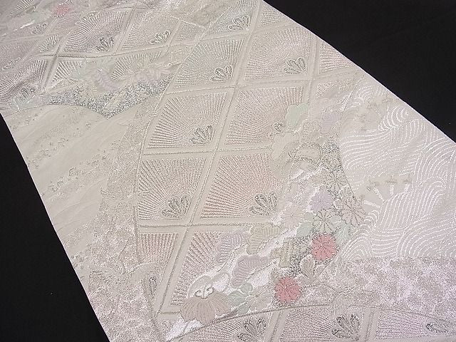 平和屋着物■六通柄袋帯 唐織 地紙宝尽くし花文 銀糸 逸品 n-pk1996
