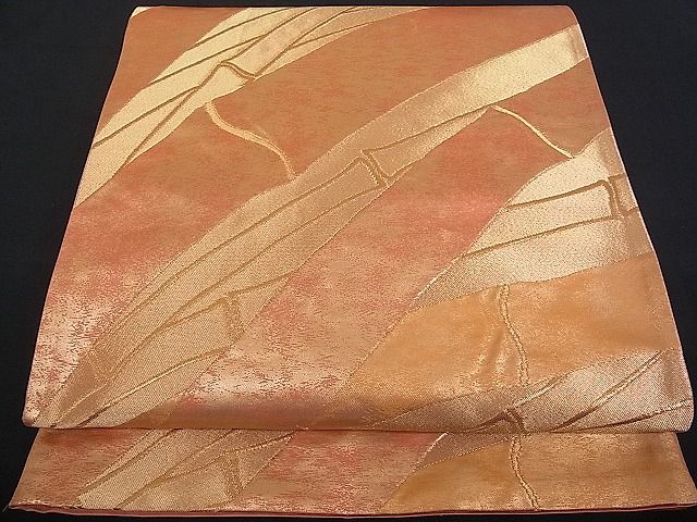 平和屋着物■六通柄袋帯 竹 金糸 逸品 pn2534