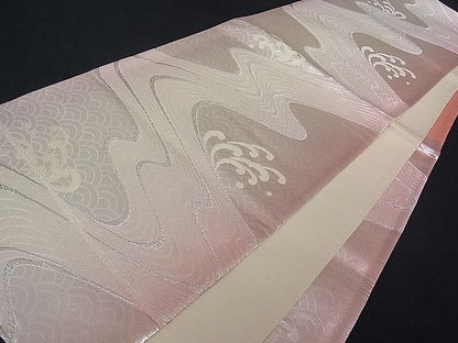平和屋着物■六通柄袋帯 立波文 銀糸 逸品 pn2590