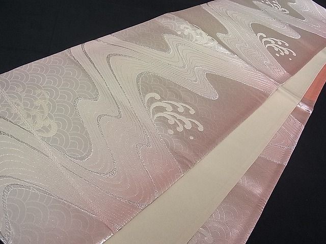 平和屋着物■六通柄袋帯 立波文 銀糸 逸品 pn2590