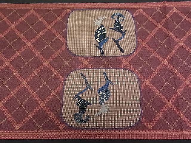 平和屋着物■六通太鼓柄袋帯 パッチワーク 成物 逸品 pn2813