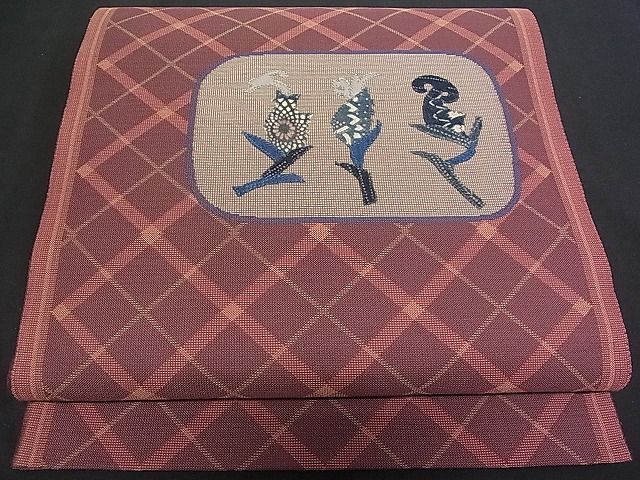 平和屋着物■六通太鼓柄袋帯 パッチワーク 成物 逸品 pn2813