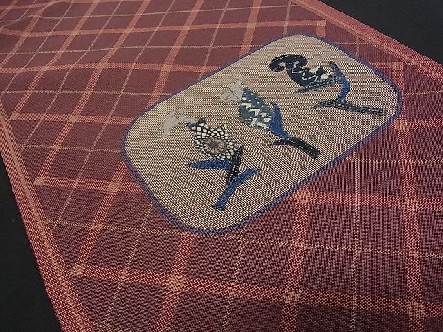 平和屋着物■六通太鼓柄袋帯 パッチワーク 成物 逸品 pn2813