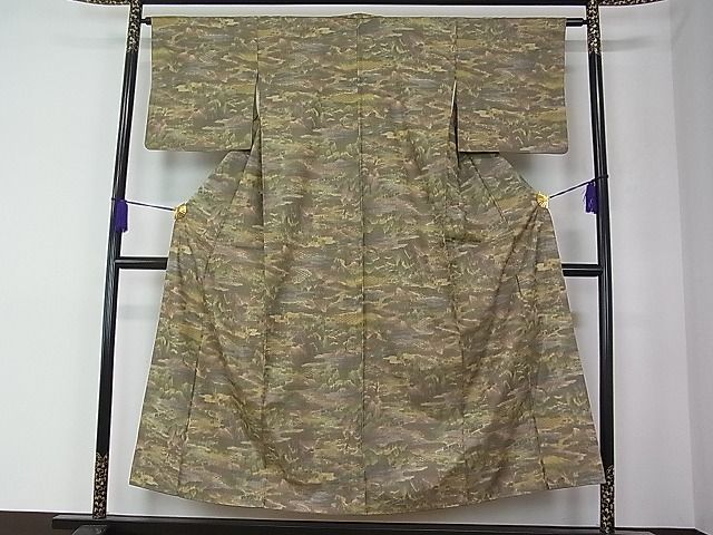 平和屋着物■上質なお召 風景文 逸品 pn2854