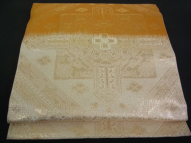 平和屋着物■六通柄袋帯 菱吉祥文 金糸 逸品 pn3146
