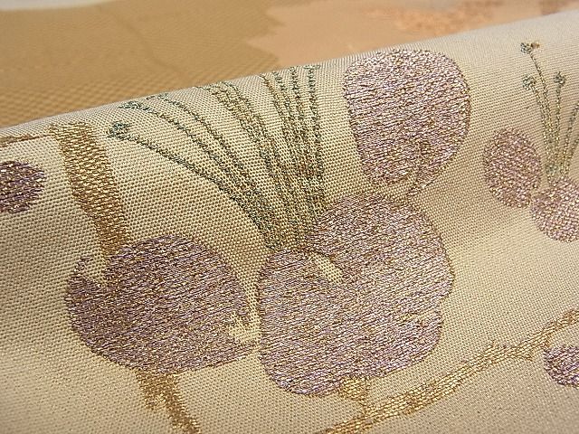 平和屋着物■六通柄袋帯 草花文 金糸 逸品 pn3641