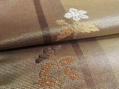 平和屋着物■六通柄袋帯 草花間道 金糸 逸品 pn3646