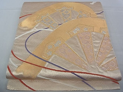 平和屋着物■六通柄袋帯 片輪車吉祥紐文 金銀糸 逸品 pn3807